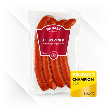 Carnat Debreziner classic, putin picant cu gust de paprika, Radatz, Austria, 240 g. Pret per pachet (locul 1 in Austria Campionat mezeluri, 2021)